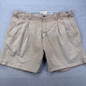 Territory Ahead Pleated Shorts Mens 36 Weathered Khaki Flap Pockets *FLAWS